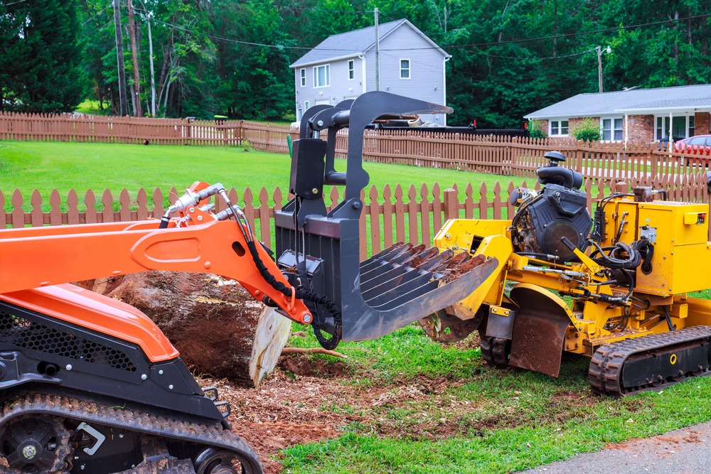Grading equipment on residential property